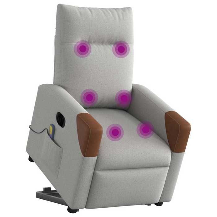 VidaXL Electric Massage Recliner Chair Cloud Grey Fabric 3324029