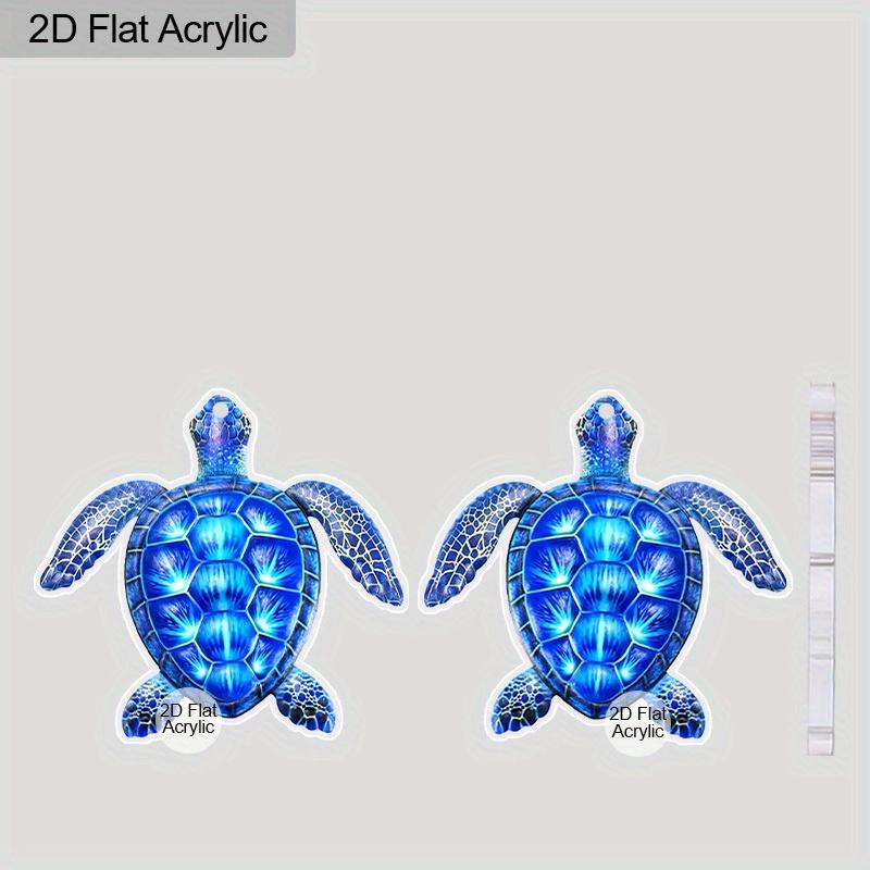 2D Flat Acrylic Blue Turtle Dangle Earrings, Suitable As A Holiday Gift for Women, Holiday Party Decorative Jewelry, Retro Hawaiian Marine Jewelry.