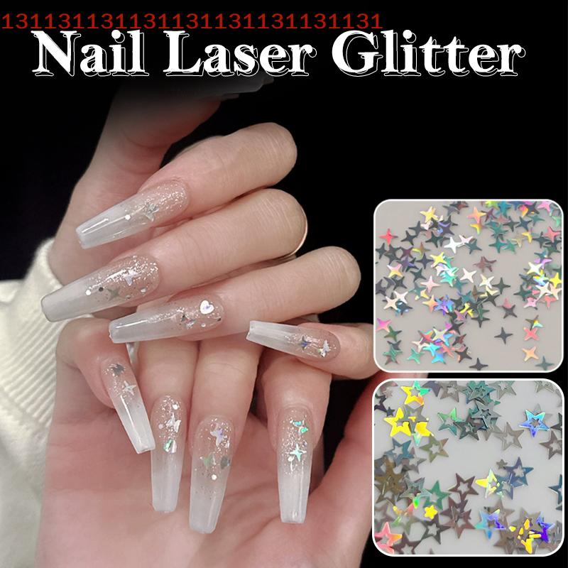 Kawaii Star Glitter Laser Nail Flakes Pentagram Sequins DIY Manicure Accessories Small Flash Nail Charms for Creative Nail Art