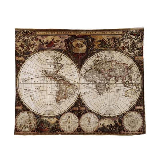 Tapeçaria de Parede Mundial, Pôster de Tecido da Terra para Sala de Estar, Arte de Parede Boho para Quarto, Capa de Fundo Vintage para Dormitório