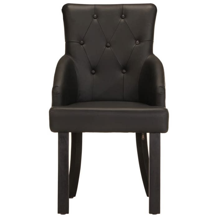 VidaXL Chaises de salle à manger 2 pcs Noir Cuir de chèvre véritable