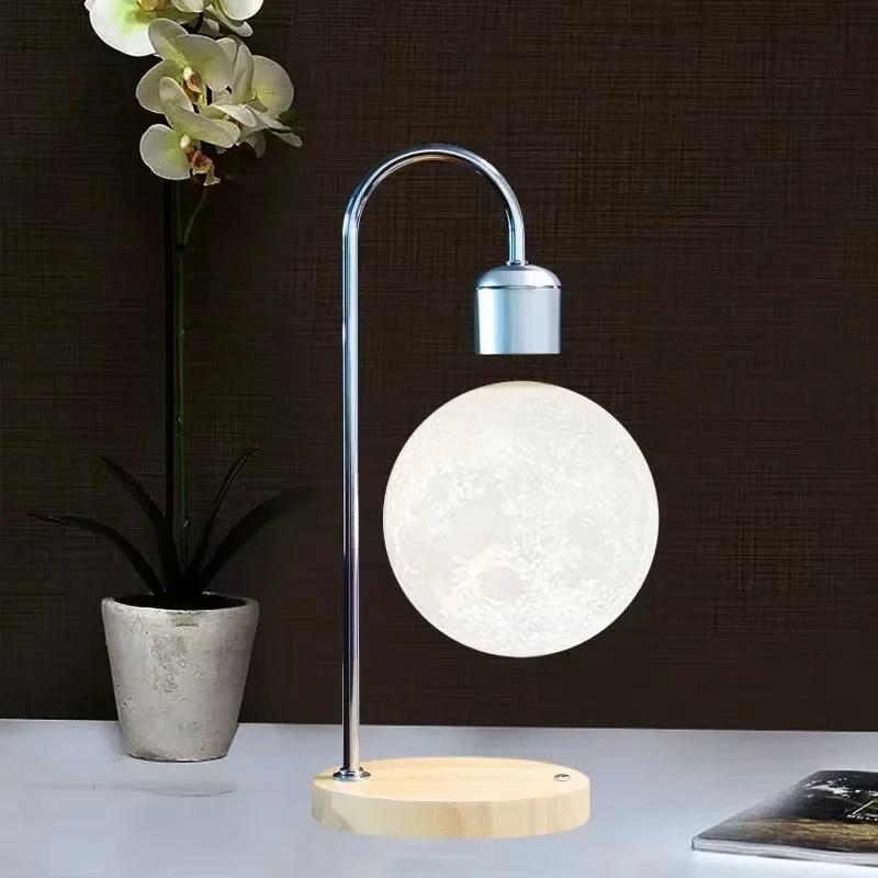 3D Printed Seamless Moon Lamp Creative Magnetic Levitation Home Decor LED Night Light Bedside Table Ornaments Indoor Lighting