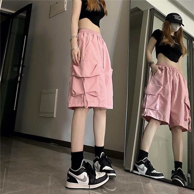 Pantaloncini Cargo Retro Neri alla Moda - Bermuda Estivi Leggeri dalla Vestibilità Ampia