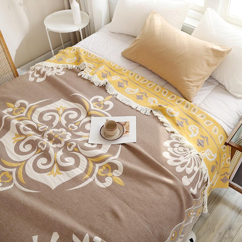 Nový čistě bavlněný střapcový gázový ručník, prostěradlo na přikrývku, dvojitá klimatizační deka, celoroční bavlněný přehoz na pohovku, sezónní deka na polední přestávku