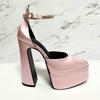 Fashion 2025 New Fashion Catwalk Show Women's Single Shoes Fashion Pumps Summer Water Platform Thick Heel Pointed Toe Satin High Heels