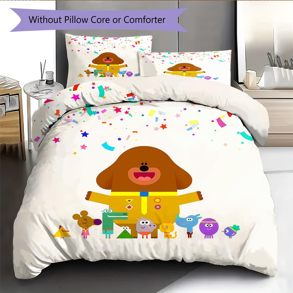 Hey Duggee Pattern Bedding Quilt Set Home Decoration Gift (1 * duvet cover + 2 * pillowcase without core)