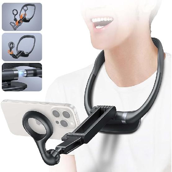 Magnetic Neck Phone Holder, Neck Mount for Phone, Hand Free Phone Neck Holder Chest Stand POV/Vlog Video Recording & Filming, Neck Tripod for iPhone