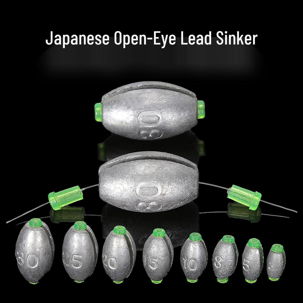 Japanese Open-Mouth Olive Lead Sinker Set: Fishing Float, Hollow Lure, Long-Cast Accessories
