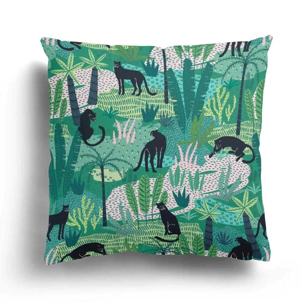 Office Sofa Car Cushion Cover Luxury Home Decoration Pillow Cover Creative Leaves Tropical Plant Pattern