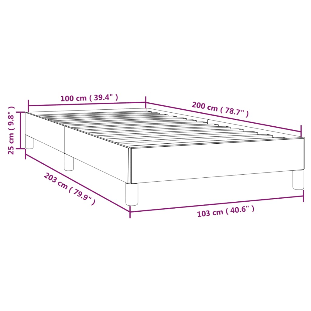 Bed Frame without Mattress Dark Grey 100x200 cm Velvet