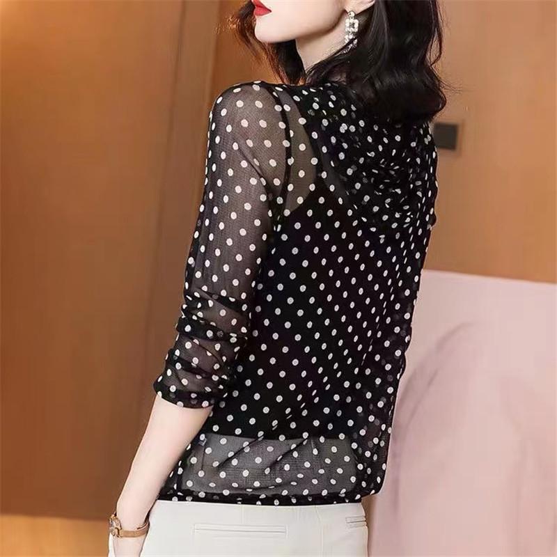 Sommer Koreanische Gestrickte Sonnenschutz Polka Dot Kapuzenjacke - Übergröße für Mittelalte & Ältere Frauen