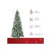 HOMCOM Sapin de Noël artificiel, 630 branches, 37 pommes de pin, sommets enneigés, ignifuge, 180 cm