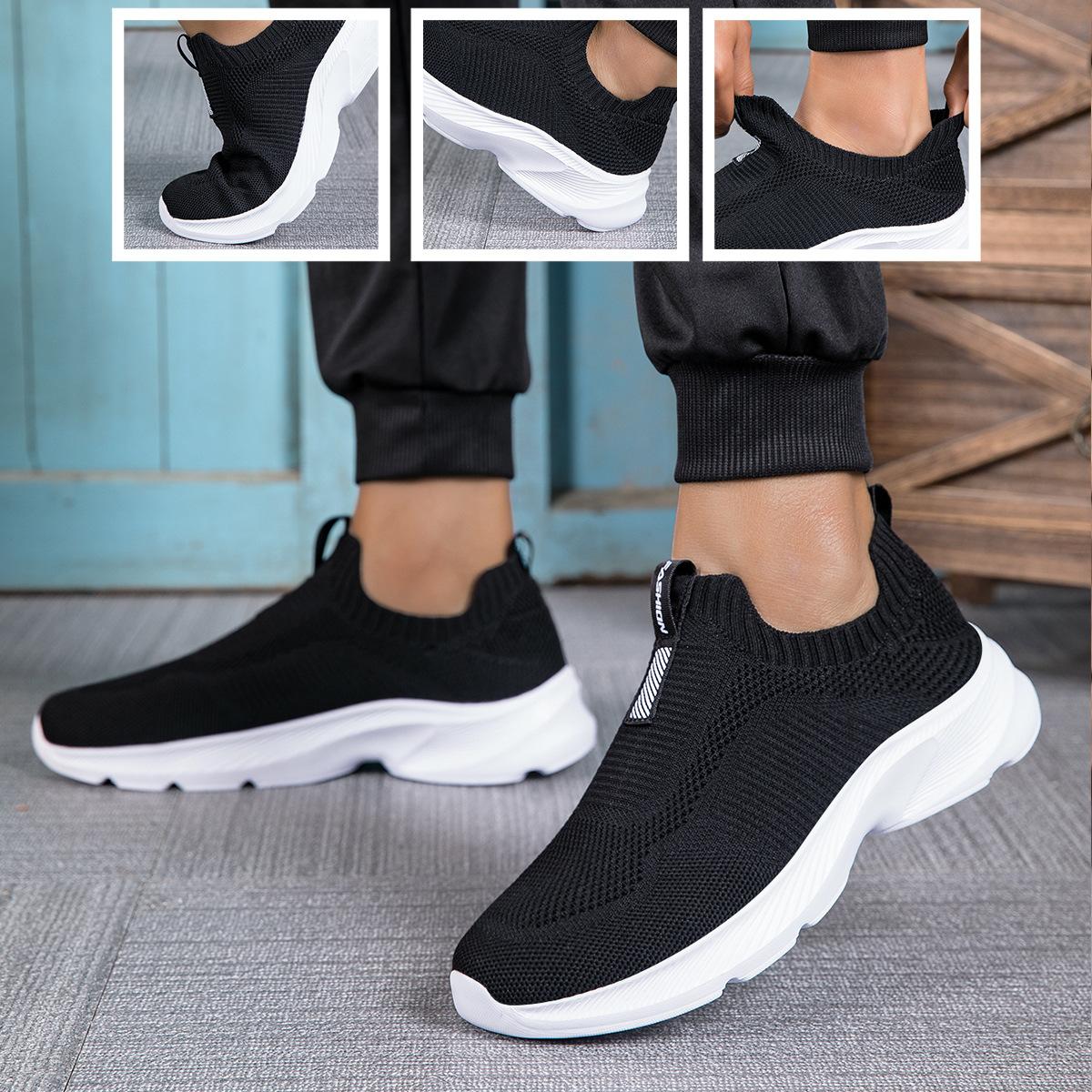 

Men s and women s fly-woven mesh shoes, walking shoes, spring and summer low-top foot cover, one pedal, breathable middle-aged elderly sports shoes 38