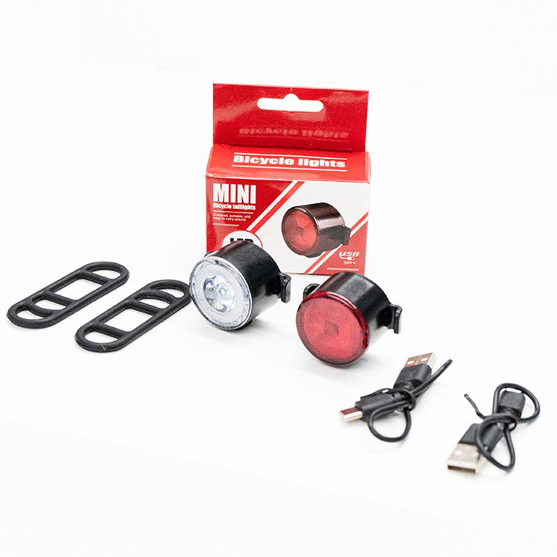 Type-C Rechargeable Bike Light LED Bicycle Lamp Front/Rear/Set Highlight Lighting Front Headlight Rear Taillight Cycling Lantern 7