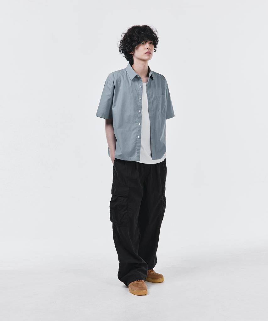 SIGNATURE Summer Oxford Crop Half Shirt [Blue]