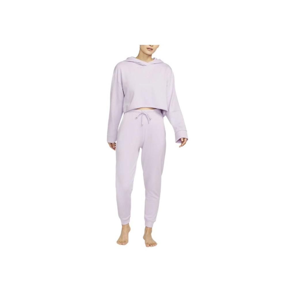 Nike Yoga Luxe Solid Short Cropped Long-Sleeve Hoodie Women Tops Dusty-Pink DM6982-530