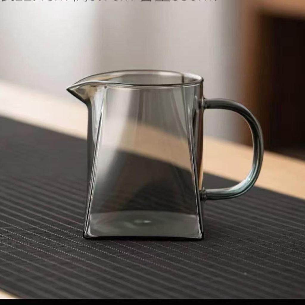Square Glass Teapot Set with Stainless Steel Filter - Kung Fu Style Tea Dispenser and Fairness Cup for Household Use.