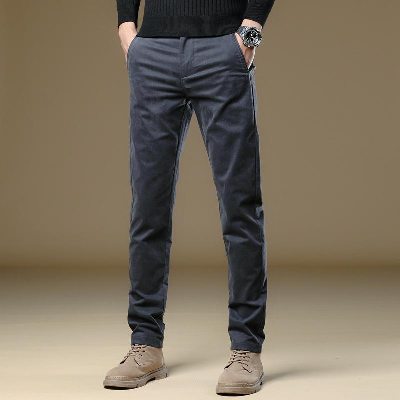 2024 Spring And Autumn Winter New High End Men'S Plush/Thin Casual Pants Slim Fit Straight Tube Versatile Business Suit Long Pants