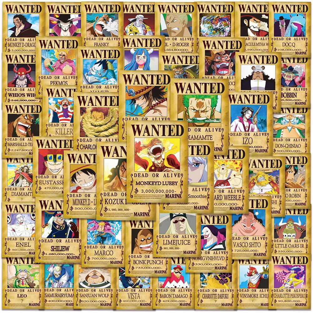 50/100pcs ONE PIECE Anime Stickers Cool Cartoon Decals Kid Toy DIY Stationery Suitcase Car Bike Waterproof Classic Manga Sticker