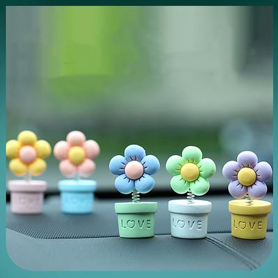 Car Shaking Head Flower Decoration Cute Sun Flower Car Shaking Head Decoration Ornament Car Interior Decoration Accessories