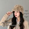 Women's Winter Lambskin Bucket Hat - Korean Style, Versatile, Casual & Warm with Velvet Lining