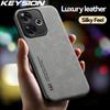 KEYSION Luxury Retro PU Leather Case for Xiaomi POCO F6 Soft Silicone+PC Shockproof Phone Back Cover for Xiaomi POCO F6 Pro