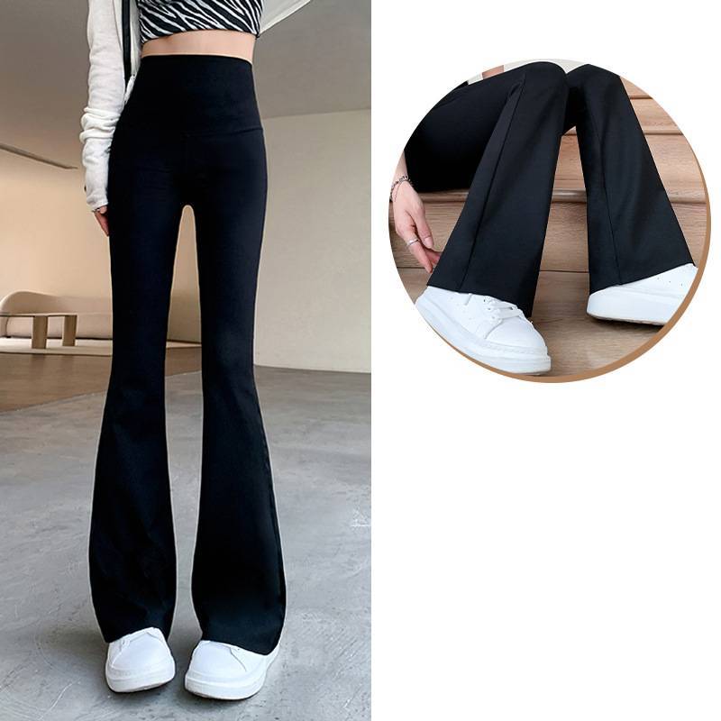 High Waist Flare Pants For Women With Polyester And Elastane For Casual Wear
