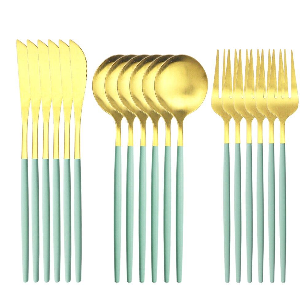 18pcs Colorful Cutlery Set Tableware Set Stainless Steel Dinner Knife Fork Spoon Matte Polishing Dinnerware Set