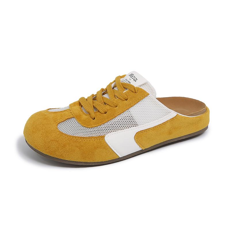 Summer Women Casual Flats Shoes Footbed Comfortable Slip On Mules Mesh House Slippers Ladies Backless Slide Retro Female Loafers