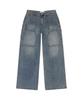 LAB101 Carpenter Double Knee Tinwash Wide Denim Pants (Mid Blue)