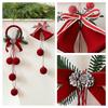 New Year's Decor Christmas Tree Ornaments Red Flocking Bow Wreath Bell Ball Christmas Decorations for Home Party Hanging Decor