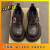Black thick-soled small leather shoes are all-match single shoes, retro women's new spring and autumn models