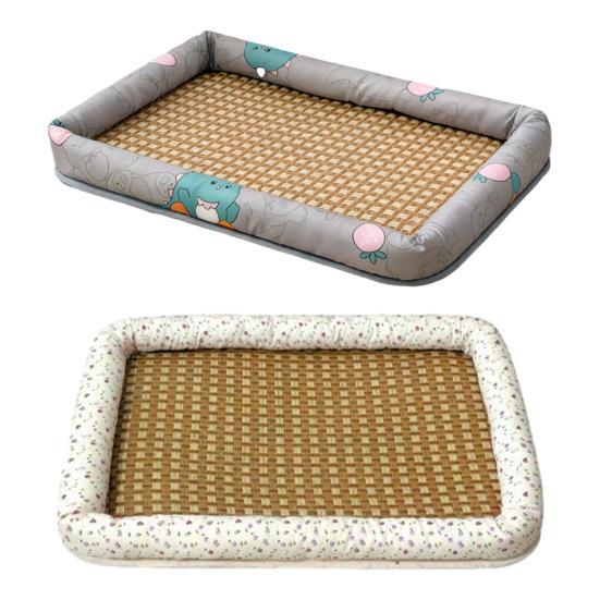 Cat Bed for Indoor Cats Soft Dog Bed with Wicker Mat Anti-slip Pet Sleeping Pad for Kitten Puppy Small Dogs