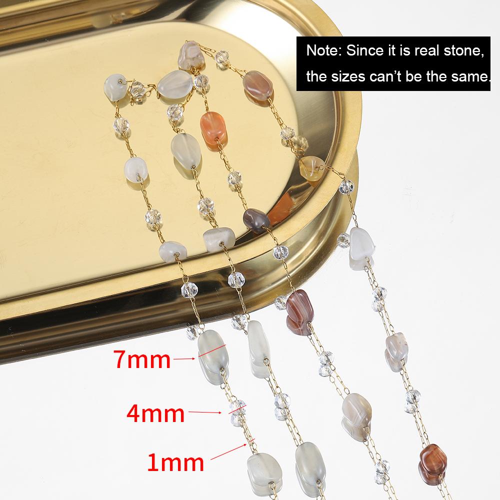 2meters 1meter Stainless Steel Natural Stone Beaded Chain for Necklace Bracelet Sweater Crystal Chain Jewelry Making DIY