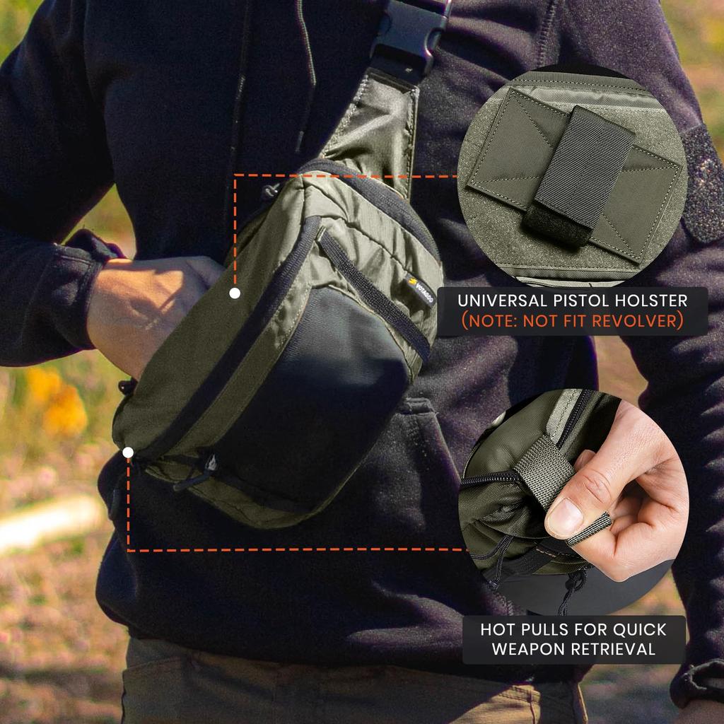 Tactische Hüfttasche Original Gürteltasche mit Schnellzugriffs-Front und EDC Pistolenholster-Tasche, Release, Klein, Multifunktionstasche, (Grün)