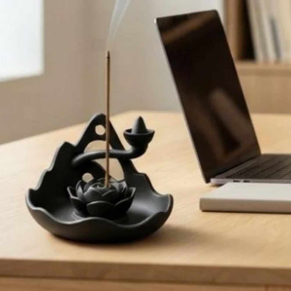 Mountain Lotus Design Lotus Incense Holder Plastic Backflow Incense Burner Bedroom