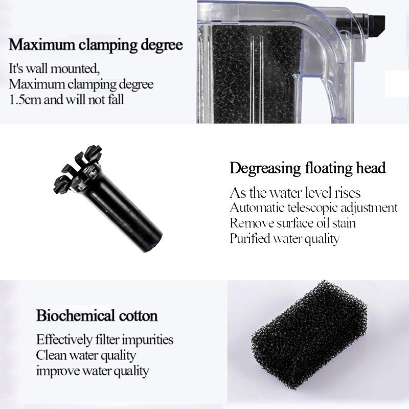 3 In 1 Small Aquarium Filter Small Tank Filter Suspension Oxygen Pump Water Purifier