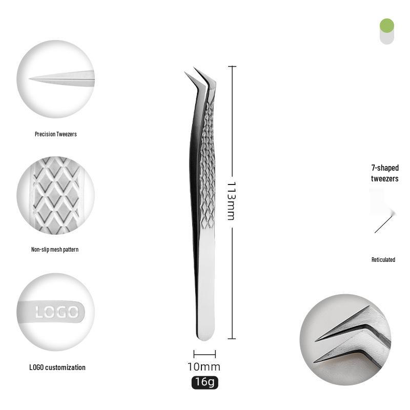 Golden Feather Stainless Steel Eyelash Tweezers for Grafting and Extensions