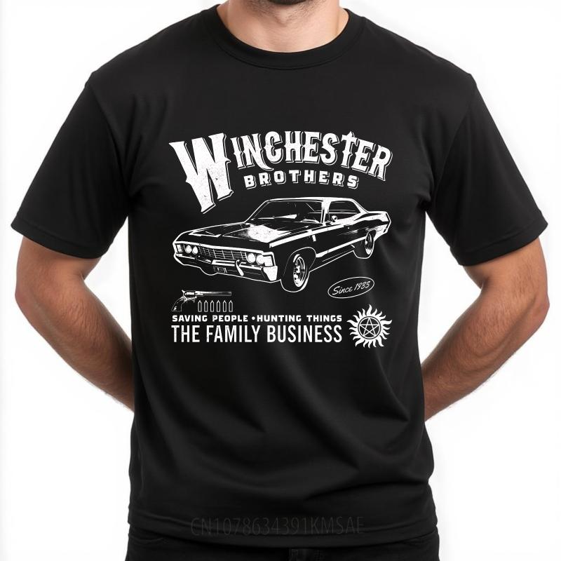 Plus Size Summer For Men T Shirt Winchester Brothers Car Hunting Saving People Family Business Short Sleeve Breathable Crew