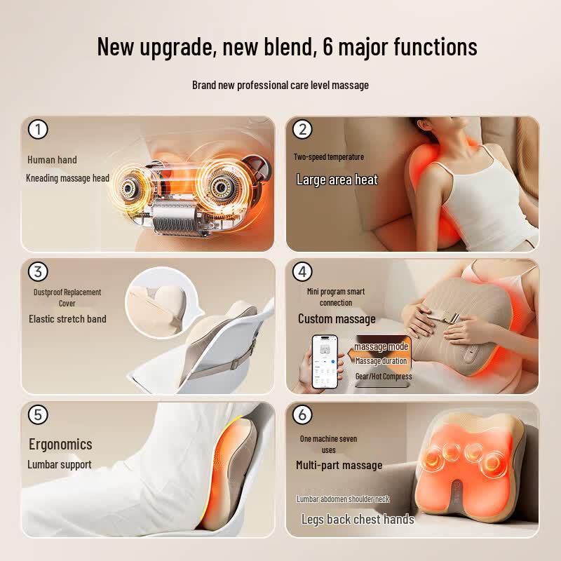 YunKangBao Heated Multi-function Back & Neck Massage Cushion CN Plug (adapter Included)