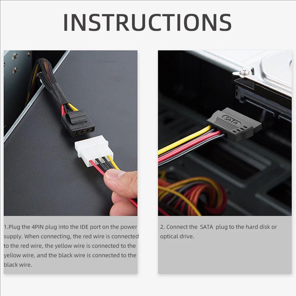 4 Pin IDE Molex To 2 Sata/SATA 15Pin To 2 SATA 15 Pin /SATA 15 Pin To Molex IDE 4 Pin Power HDD Splitter Connector Cable for PC