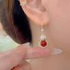 2025 Retro Red Pearl & Rhinestone Gourd Earrings for Women - Festive Light Luxury