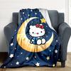 1 Stück Mond Sterne Hello Kitty Gemütliche Druckdecke Leichte Warme Flanelldecke für Sofa, Bett, Wohnzimmer