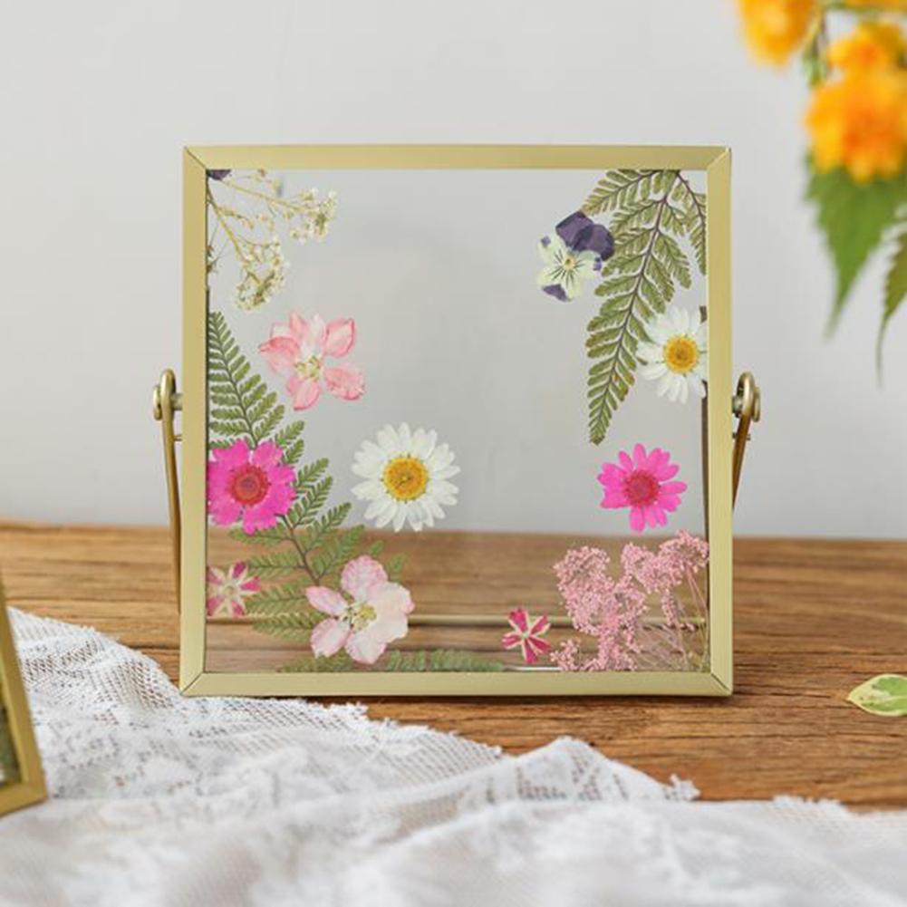 4palcový 6palcový skleněný fotorámeček pro kutily Ručně vyráběný kreativní jednoduchý rámeček na obraz ze sušených květin Minimalistický stolní ornament