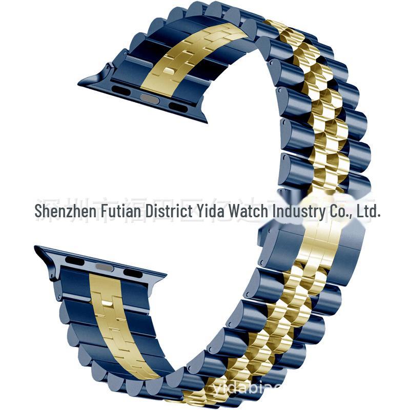 

Совместимый ремешок из нержавеющей стали для Apple Watch 8/7/6/5/Ultra 42/44/45/46/49mm синий/золотой
