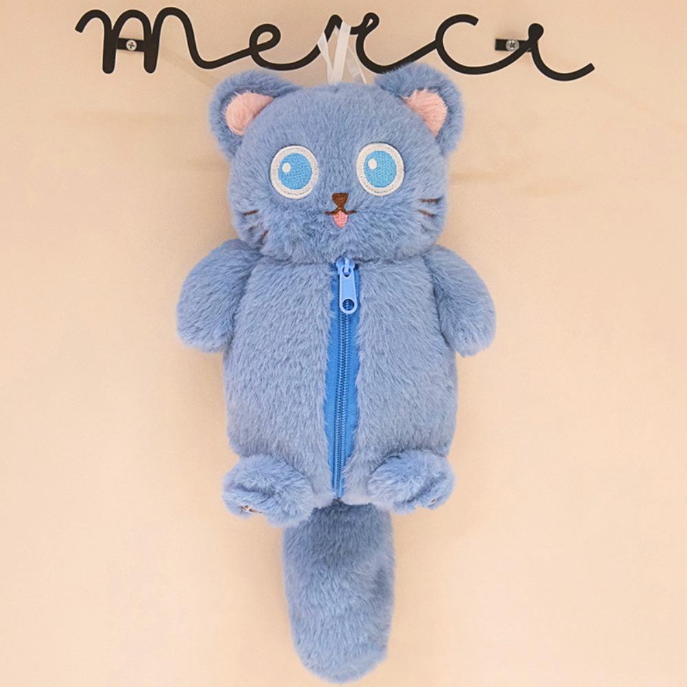 Cat Kitty Stationery Bag Large Capacity Cartoon panda Pencil Case Plush Capybara Pen Bag Girl Gift