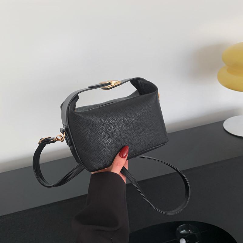 Trendy Lychee Pattern 2023 Minimalist Urban Style Nylon Small Square Bag For Women чёрный