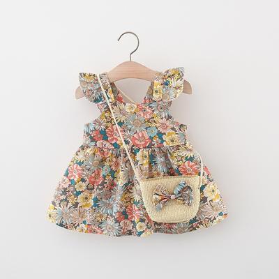 Sommer Kinderkleid Mädchen Prinzessin Kleid Senden Tasche