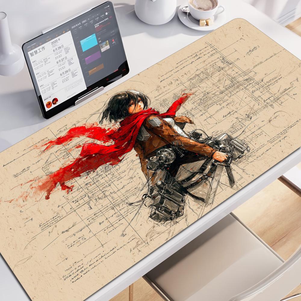 Anime Mouse Pad Large Xxl Laptop Mikasa Kawaii Girl Keyboard Rug Pc Gamer Cabinet Mousepad Attack On Titan Gaming Desk Mat