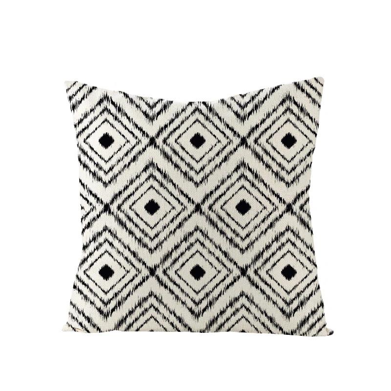 Linen Simple Black White Geometry Cushion Case Modern Nordic Simple Decorative Pillows Case Livingroom Sofa Couch Throw Pillows
